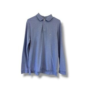 Brooks Brothers 346 Men's Sz Sm Medium Blue Performance Polo Long Sleeve Preppy